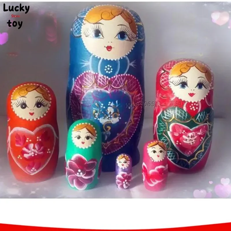 

Professional Authentic 6 Layer Mini Wooden Russian Nesting Dolls Hand-Painted Dry Basswood Matryoshka Doll L50 Education Toys