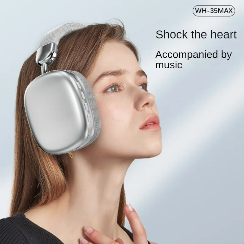 

New WH35Max headset electroplating simple wireless ultra-long life battery Bluetooth headset compatible with mobile phones