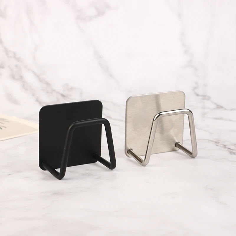 1 Pc Stainless Steel Kitchen Sink Sponge Drainer Self-Stick Rag Bib Kitchen Storage Hanging Rack