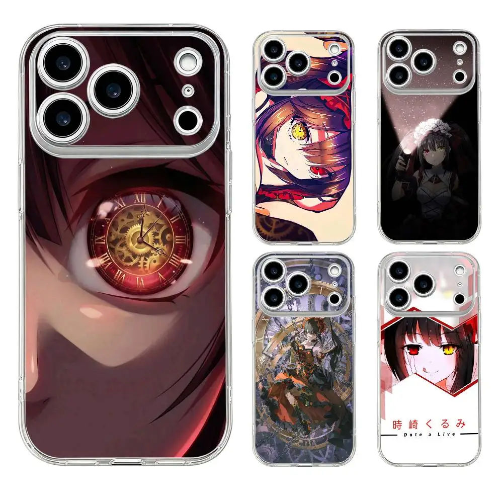 Cute T-Tokisaki K-Kurumi Phone Case for iPhone 17 16 15 11 12 13 14 Plus 15 ProMax Pro 16e Ultra Thin Clear TPU Cover Bag