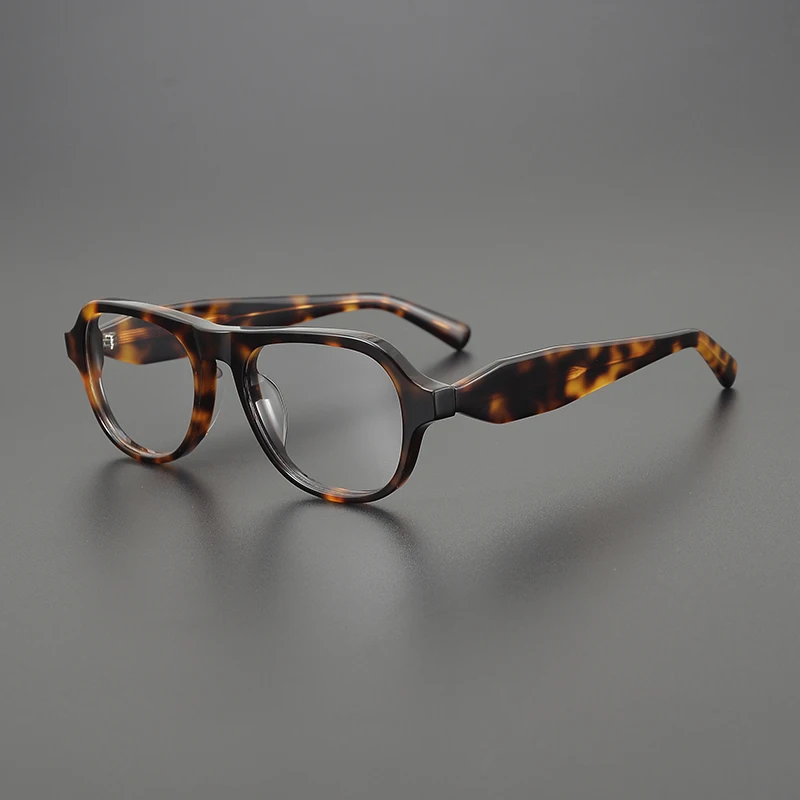 

2024 New Style Women's Bold Frame Box Tortoiseshell Color Square Trendy Brand Design Design Acetate Sense Of Man Glasses Frames