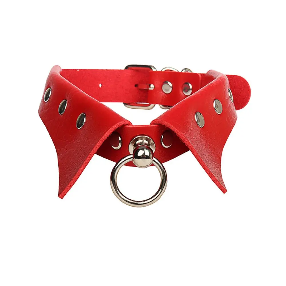 Vintage Collar Choker Punk Gothic Leather Choker Necklace For Women Round Ring Pendant Necklace Fashion Jewelry