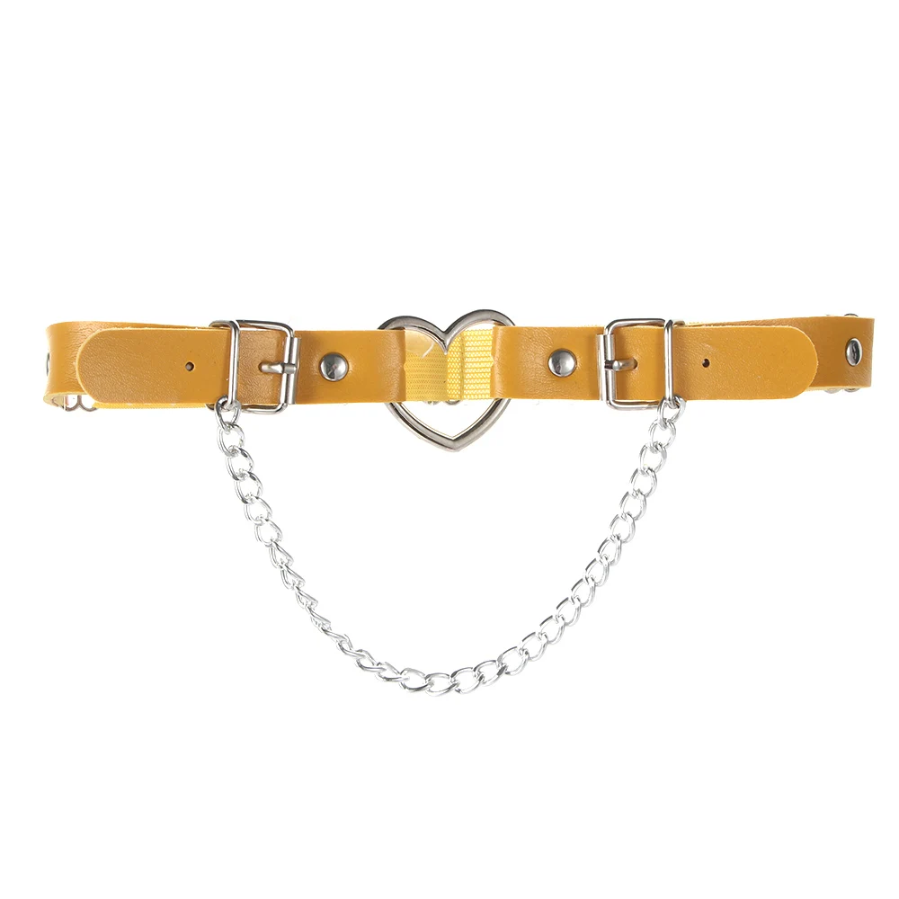 Sexy Adjustable Leg Harness Leg Garter Belt Thigh Ring Chain PU Leather Fashion Accessories Women Suspenders Heart Garter Belt
