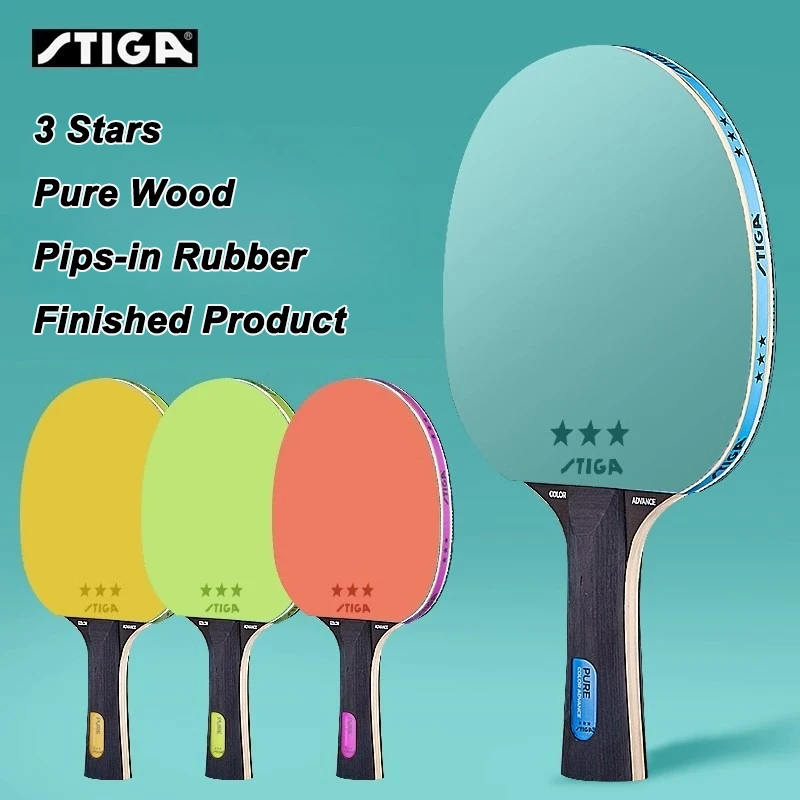 

STIGA 3 Stars Pure Wood Table Tennis Racket Beginner Ping Pong Bat for Adults/Kids with Pips-in Rubber Penhold/Shakehand