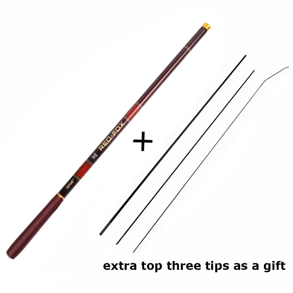 Goture RED FOX Carp Fishing Rod Ultralight Stream Pole Rod Carbon Fiber Power Hand Taiwan Fishing Rod for Freshwater 3.0m-7.2m