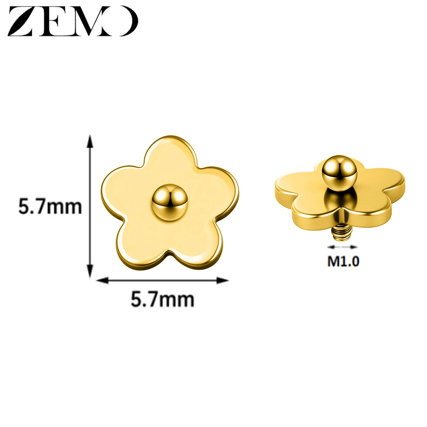 Stainless Steel Dermal Anchor Top with CZ Crystal