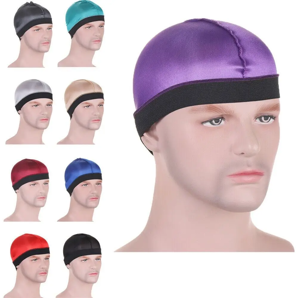 جديد بلون الرجال Durag القبعات تنفس مطاطا موجة قبعات البوليستر متعدد الألوان متعدد الألوان Durag قبعة الرجال