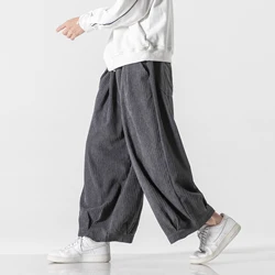 Streetwear Jogger Pants Men‘s Streetwear Casual Harem Pants Male Trouser Solid Color Pants Oversized Man Corduroy Clothing