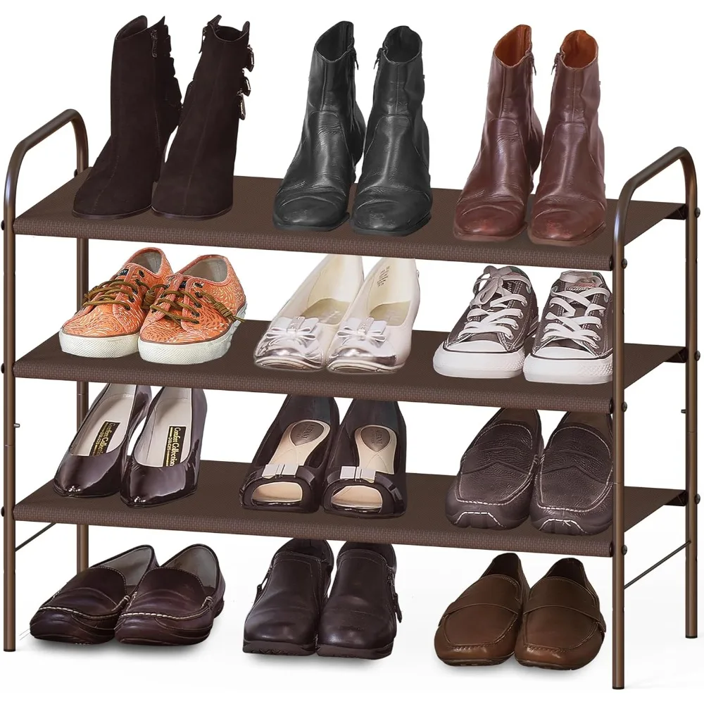 

3-Tier Shoe Rack Storage Organizer, Bronze – Space-Saving Shoe Shelf, Holds 9–16 Pairs, Sturdy Metal Frame, Eas
