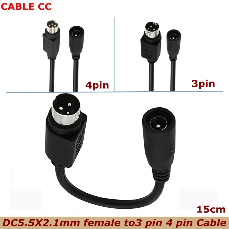 The Best Price 15cm DC 5.5X2.1mm 5.5*2.5mm Female to Round Head 3-pin 4-pin Male Plug Printer Power Adapter Cable