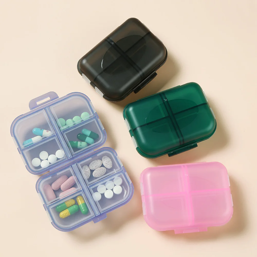 New Mini Portable Premuim 8 Grids Pill Cases Small Organizer Box Weekly Travel Pill Case Container for Vitamin Fish Oil Daily