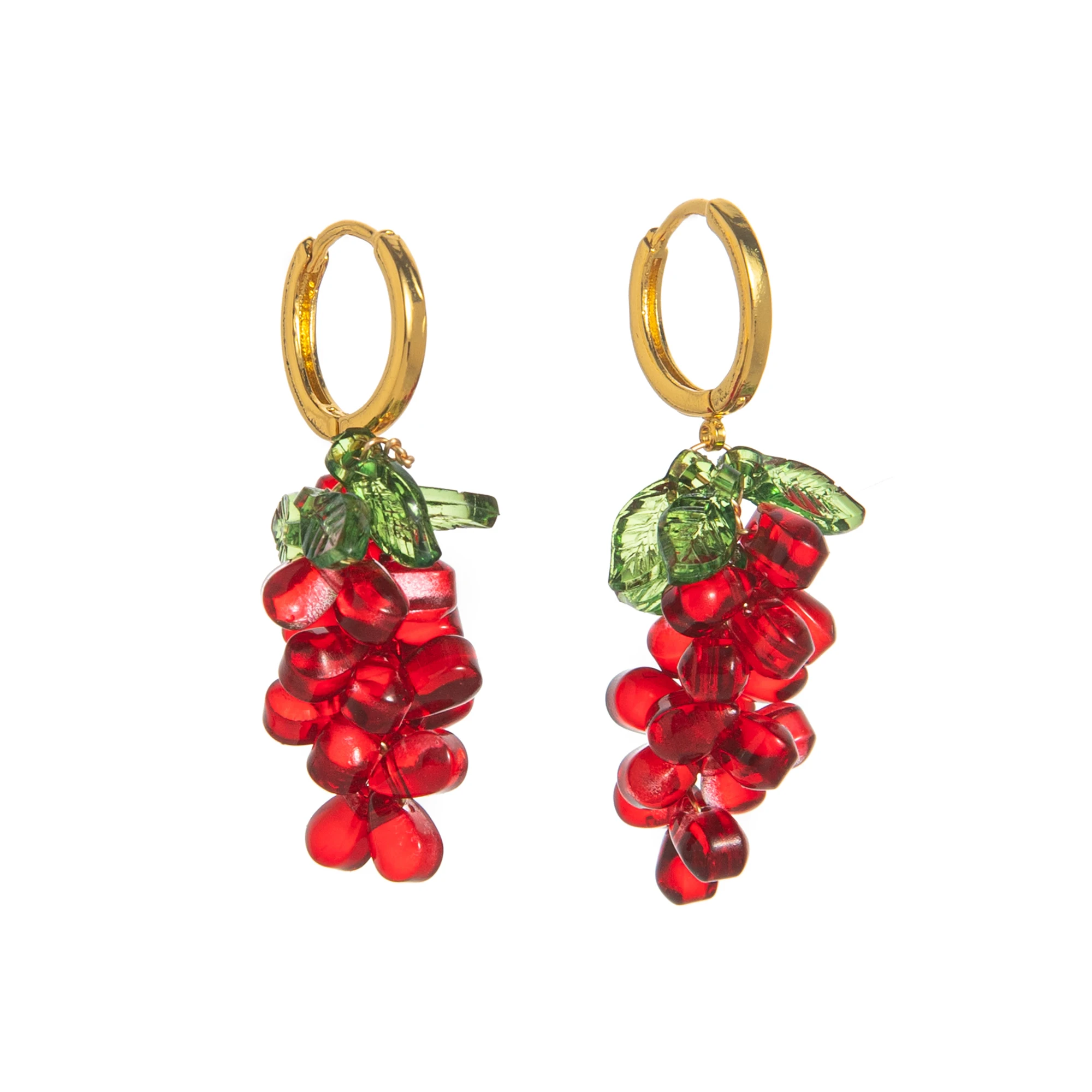 أقراط العنب الفاكهة الملونة INS تصميم عصري رائع مطلي بالذهب تحافظ على اللون هدية نسائية #5