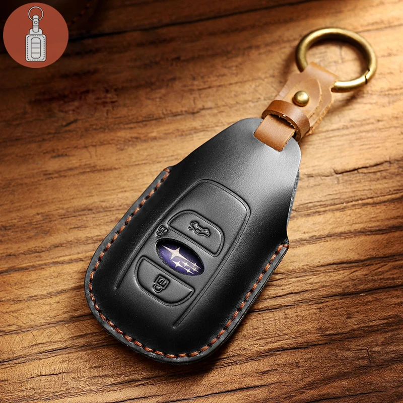 Leather Car Key Cover for Subaru Legacy XV Forester Outback BRZ SIT Accessories Auto Remote Key Shell Case Protector Covers