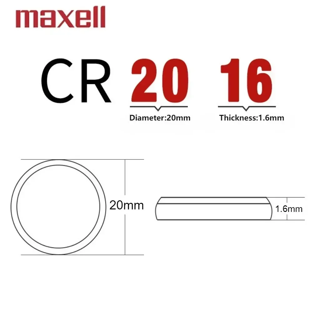 2PCS MaxeII CR2016 Lithium Button Battery DL2016 BR2016 LM2016 3V CR 2016 Coin Cell Watch Batteries for Toys Clock Remote