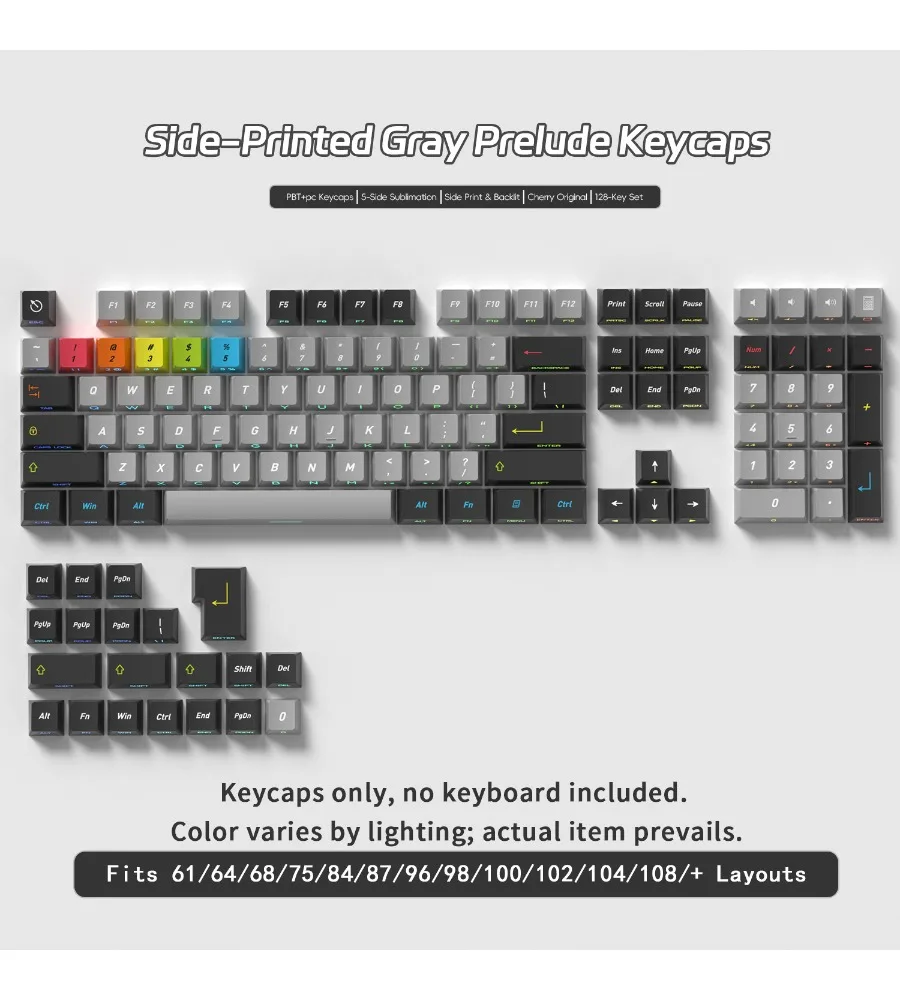 Original 128 key side engraved mechanical keyboard keycap five-sided PBT sublimation magnetic axis keyboard compatibility