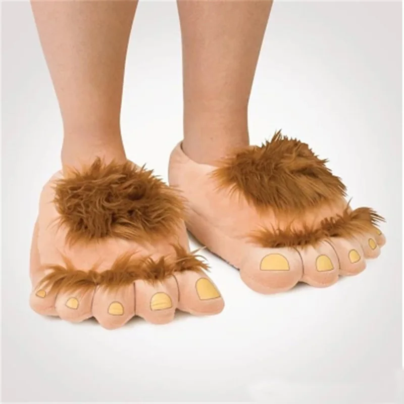 Męskie ciepłe kapcie typu \"paw\" na grubej podeszwie, unisex, rozmiary 36-46, kreatywne buty ze sztucznego futra, designerskie męskie buty do domu z dużymi stopami, 2025 — zdjęcie 7