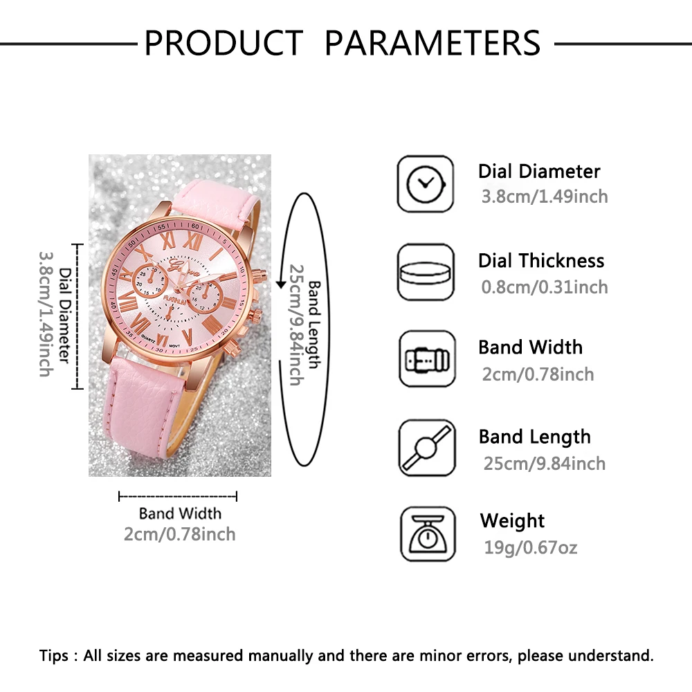 6PC Women's Watch Elegant Jewelry Set for Daily Dressing and Party Gifts to Family and Friends