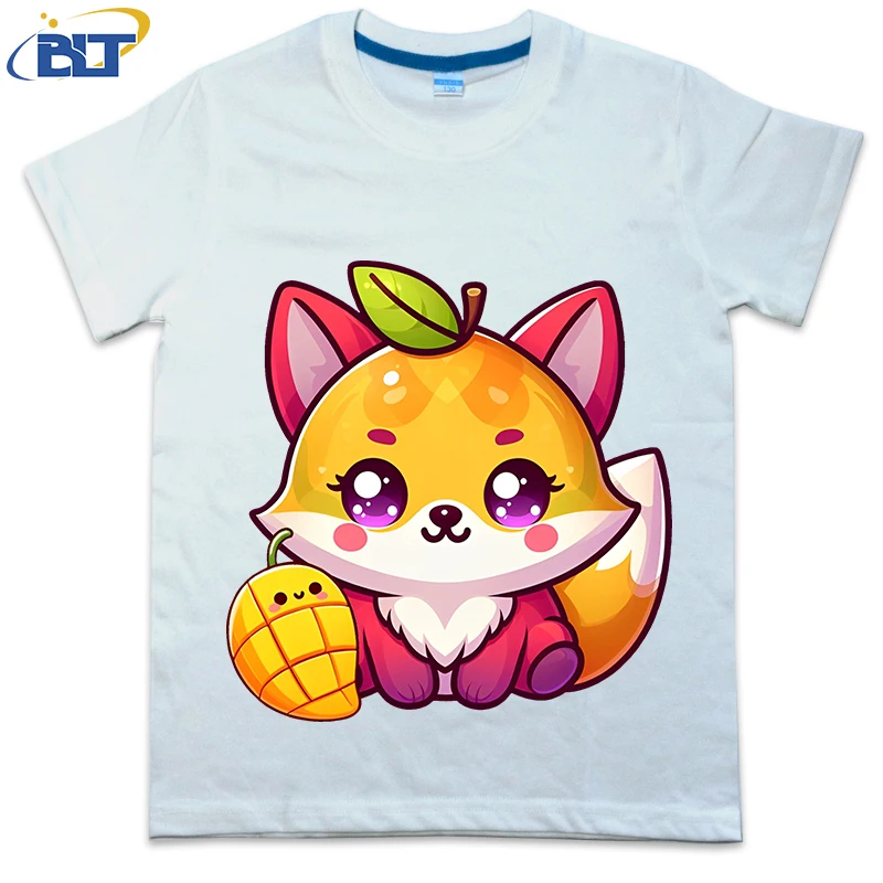 

Fox and Mango Printed Kids T-shirt Summer Cotton Short Sleeve Casual Tops Suitable for Boys and Girls