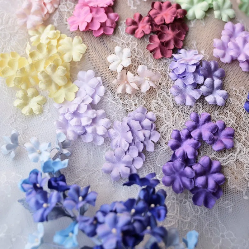 100PCS.Mini Satin Petals Diameter of 2.2CM,Simulated Flower Hair Accessories, Earrings,Children\'s Clothing DIY Accessories