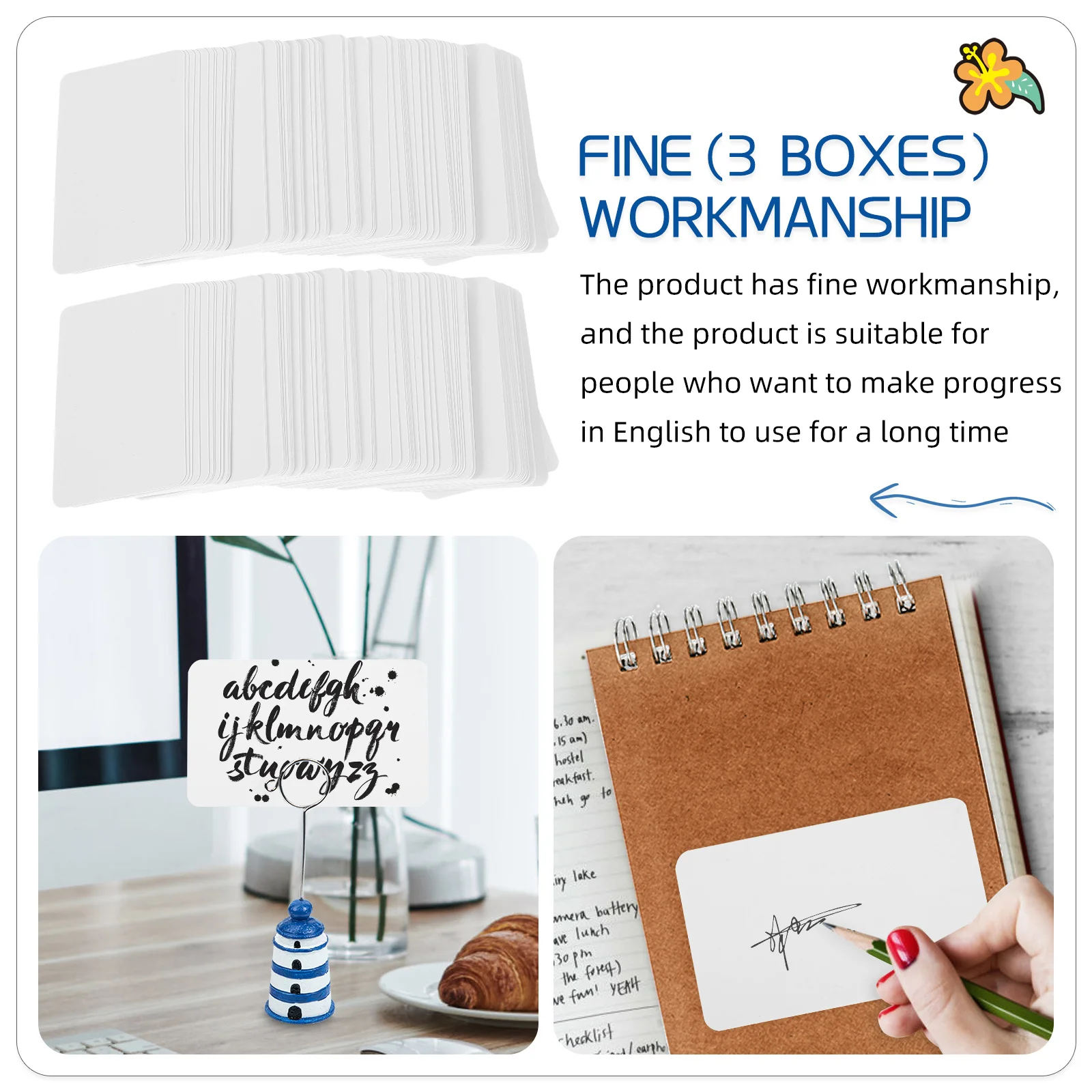 3 Boxes Multi-Function Blank Cards Compact Graffiti Cards Smooth Writing Round Corners Neatly Cut Convenient Carry