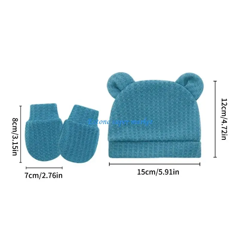 مجموعة قبعة وقفازات مستشفى الأطفال القابلة للتمدد 090B تناسب نسيج القطن من 0 إلى 6 أشهر #6