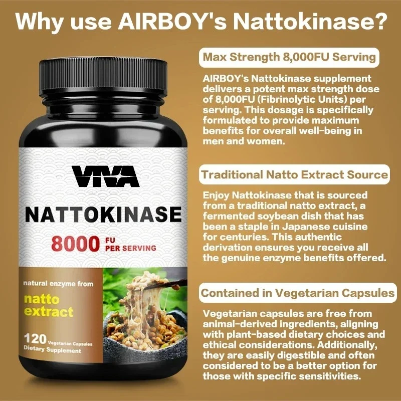 Nattokinase Capsules - Beauty and Skin Care, Promote Metabolism, Detoxification, Maintain Normal Blood Pressure Level