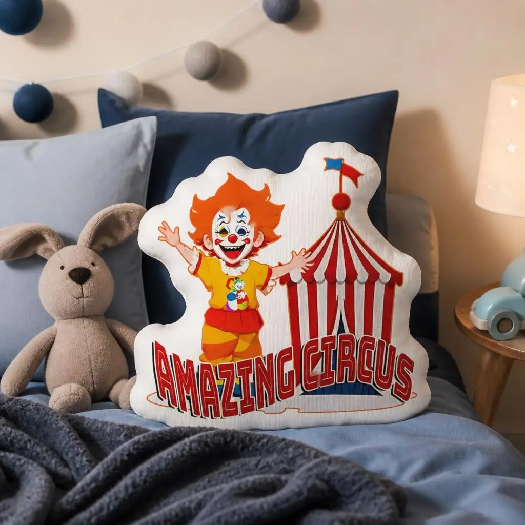 Amazing Circus Shaped Pillow Cartoon Clown Cushion Stuffed Throw Pillow Tent Sofa Home Decor Carnival Gift