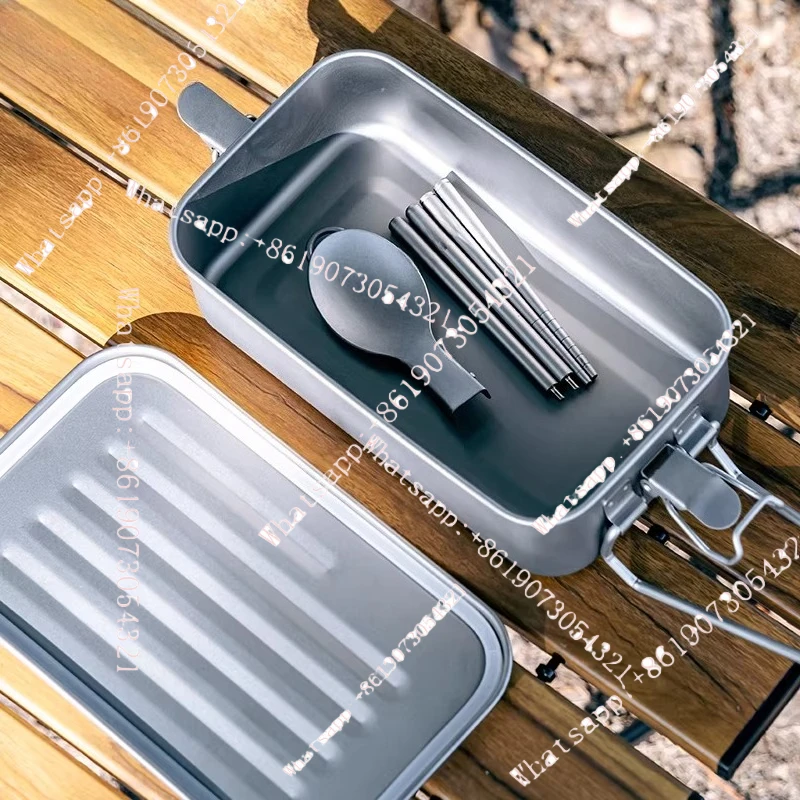

Outdoor pure titanium lunch box with steamer 900ML large capacity titanium bowl camping