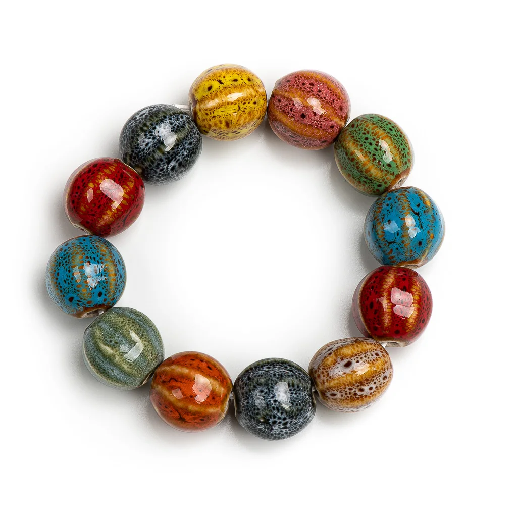 Bunte einzigartige elastische Linie Keramikperlen Armbänder handgemachte DIY Artware Retro Armband Schmuck Großhandel # CY119