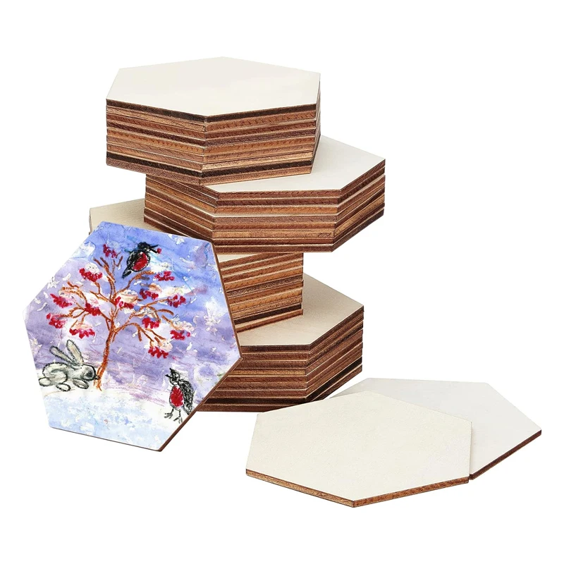 10db 8cm Befejezetlen Hatszög faipari pièces, Kitöltetlen faipari Hatszög Alakít slices Kőlap cutouts számára DIY mesterségek Festészet Pácolás coasters