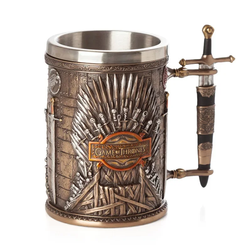 Viking Mug Vintage Coffee Cup Stainless Steel Resin Beer  A Song of Ice and Fire Wine Set 3D Gothic Goblet Whiskey Glass