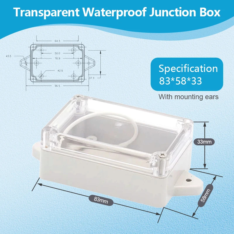 IP67 Kunststoff Transparente Wasserdichte Gehäuse Box für Outdoor Elektronische Projekte Elektrische Instrument Junction Gehäuse Schützen
