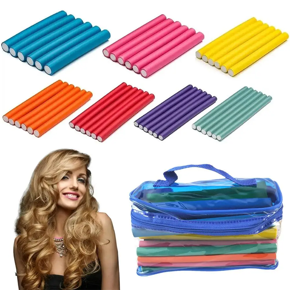 

42Pcs/Set Flexible Hair Curling Rod Heatless Hair Curler Makers Soft Foam Bendy Twist No Heat Curls Rollers Hair Styling Tools