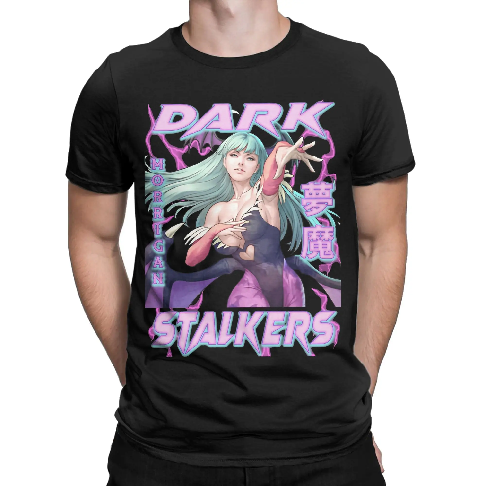 Men's Darkstalkers T Shirt Morrigan Aensland 100% Cotton Clothing Novelty Short Sleeve Round Neck Tees Plus Size T-Shirt