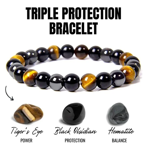 Magnetic Hematite Tiger Eye Obisidian Bracelet Men Triple Protection Health Care Bracelet Women Weight Loss Gift Pulsera Hombre