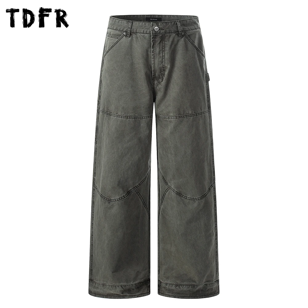 

Мужские брюки карго с карманами, однотонные, в стиле сафари, с эффектом потертости, свободного кроя, широкие, прямые