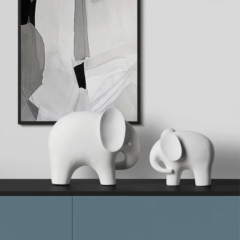 มงคลช้างเซรามิคตกแต่งระเบียงห้องนั่งเล่น Simple Home ตู้ไวน์ตกแต่งสํานักงานของขวัญพิธีขึ้นบ้านใหม่