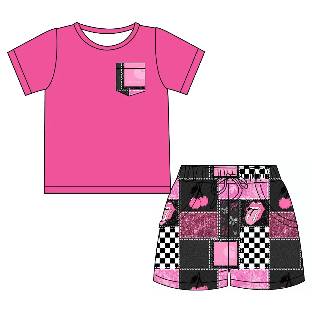 Boutique Boy Girl Chick-fil-A Outfit Short Sleeve Pajama Set Zip Romper Cute Fast Food Casual Sleep Clothes