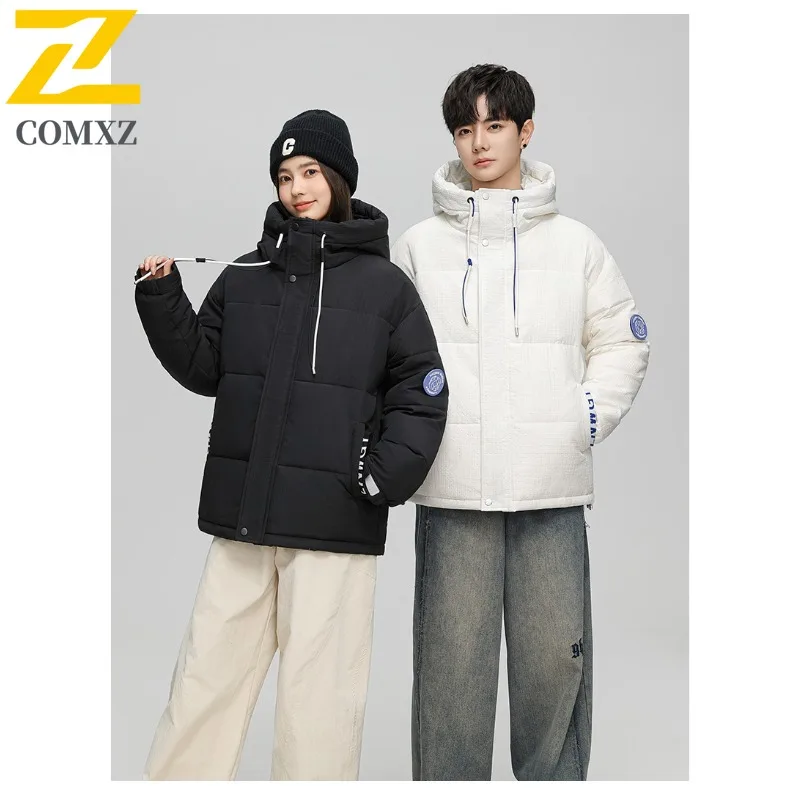 

COMXZ новая зимняя мужская хлопковая куртка 2025 повседневная с капюшоном для катания на лыжах ветрозащитное морозостойкое пальто на открытом воздухе для кемпинга теплая куртка-пуховик
