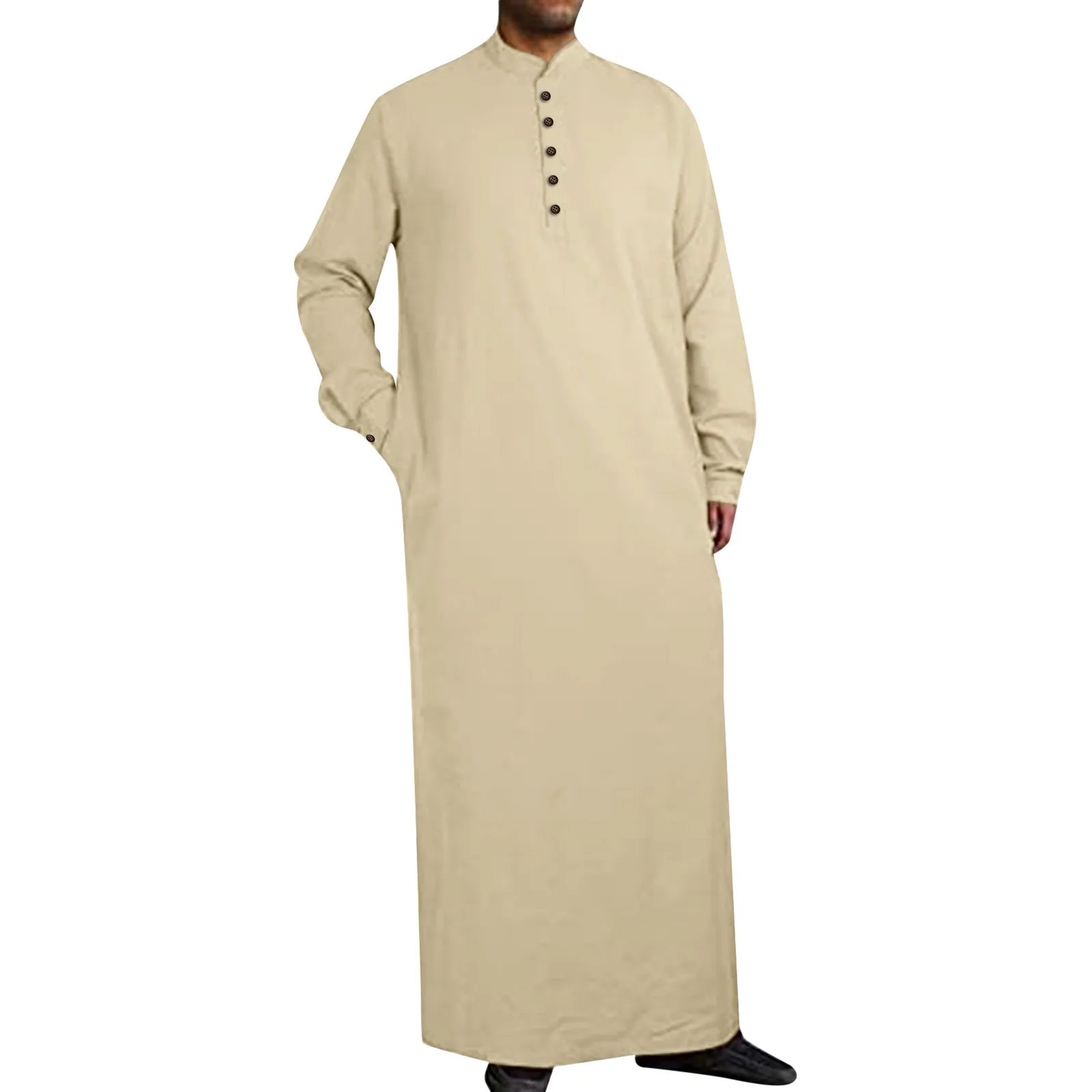 Muslim Islamic Clothing Men\'S Arab Robe Arab Vintage Long Sleeve Men Thobe Robe Loose Dubai Saudi Arab Kaftan Men Clothing