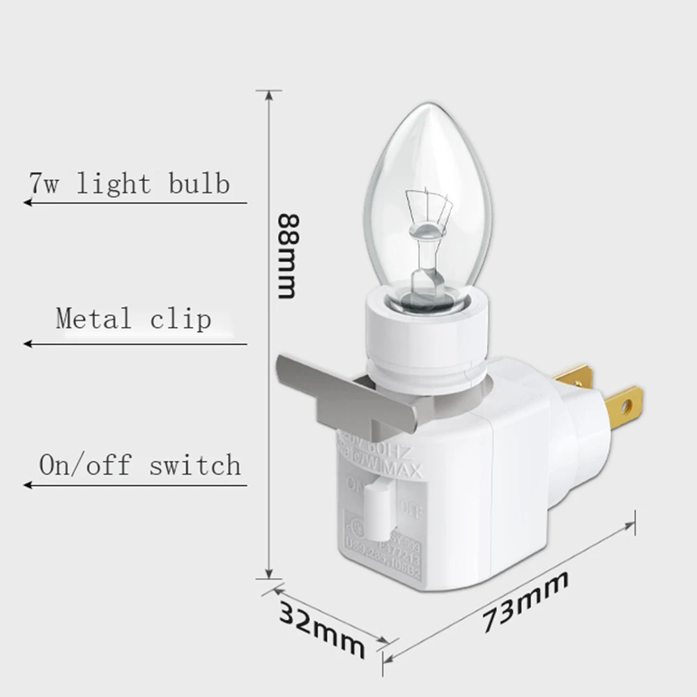 TWDRTDD Plug in Night Light, Wall Light Plug with ON/Off Switch and Metal Clip, Includes 1 7Watt C7 Bulb,360 degree Rotating