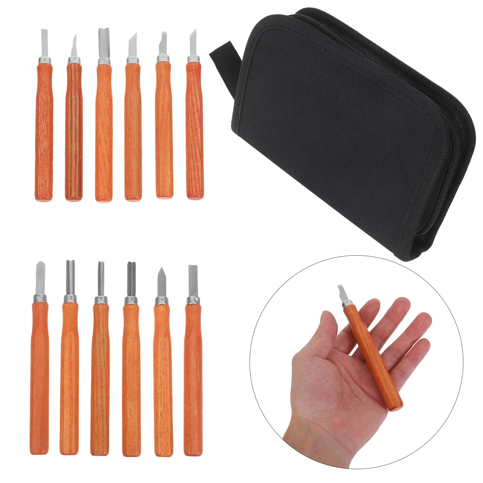 

1 set 1 Set Wood Carving Knife Set Imitation Rosewood Handle For Wood Clay Wax Sculpting Tools Kit Hand Carving Tool Woodworking