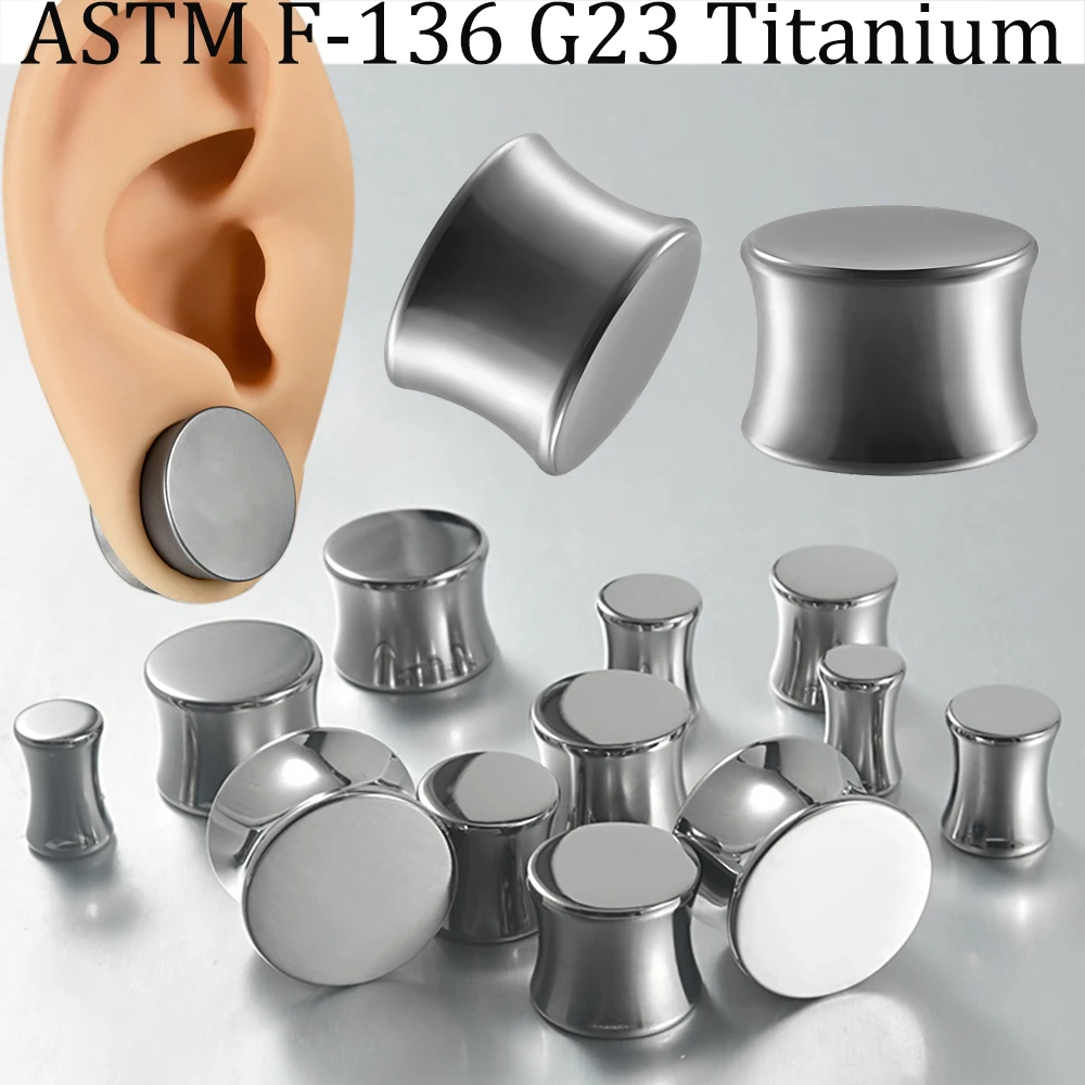 G23 Pure Titanium Mirror Polish Solid Waist Drum Ear Tunnels Gauge Strecher Expansion Saddle Ear Plugs Piercing Simple Earring