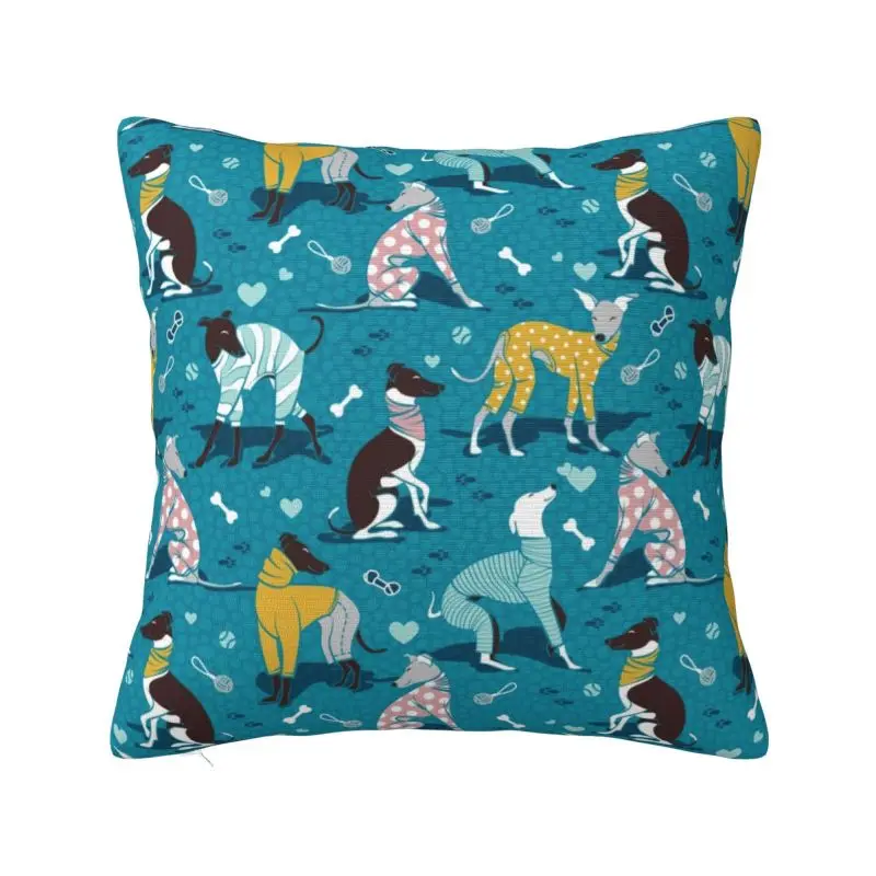 Custom Greyhound Dogwalk Throw Pillow Case Decor Home Whippet Sihthound Dog Luxury Cushion Cover Velvet Pillowcase