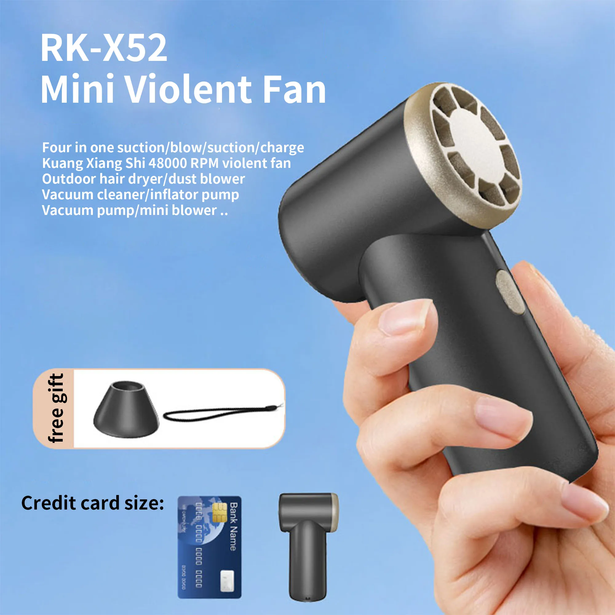 العاصفة مروحة تربينية 40000 دورة في الدقيقة مروحة يده التخييم مروحة محمولة منفاخ الغبار فرش مروحة تربو 20 متر/الثانية 4-سرعة سرعة الرياح