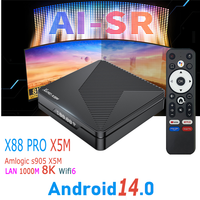Amlogic S905X5M Android 14.0 Quad Core 8K HDR10 1000M LAN Wifi6 BT5.0 Voice Assistant Media Player Smart TV Box X88 PRO X5M