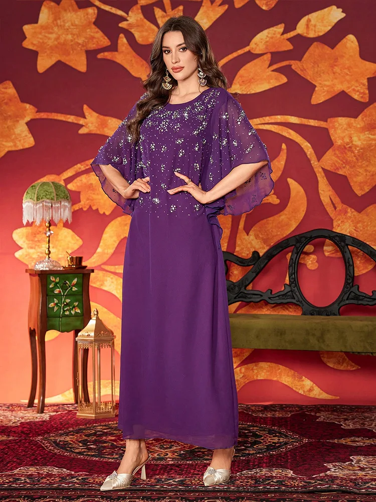 Dubai Diamonds Abbayas for Women Muslim Dress Abayo Turkey Kebaya Caftan Party Marocain Arabic Islamic Femme Musulmane Vestidos