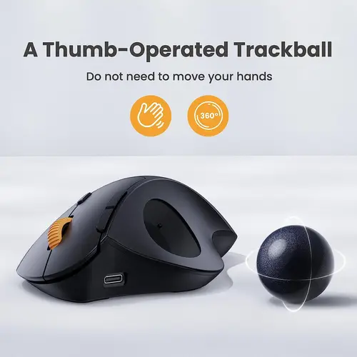 Imagen 2 del producto ProtoArc-ratón Trackball inalámbrico, ergonómico, 2,4g, recargable, Bluetooth, para ordenador, conexión de 3 dispositivos