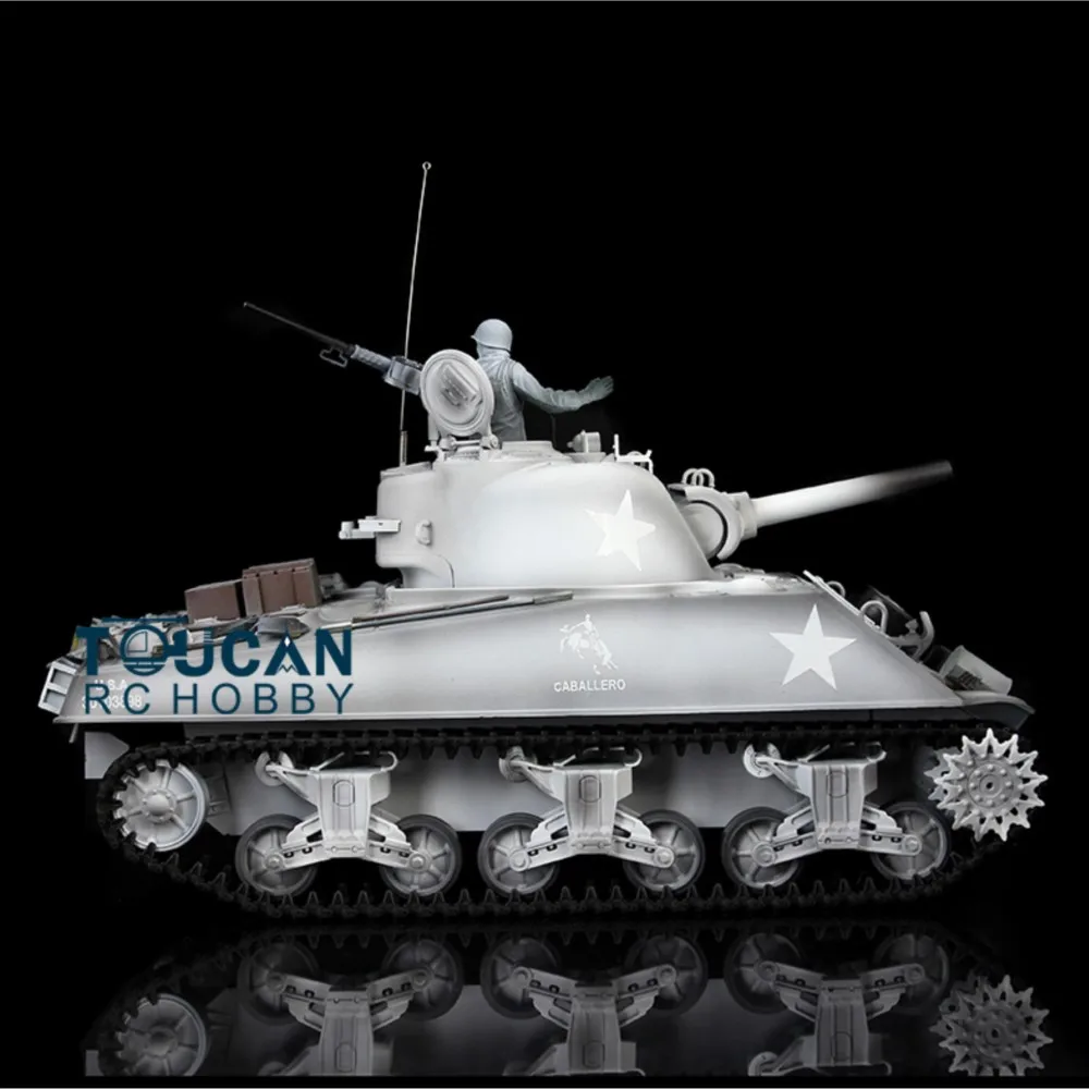 Heng Long Aggiornato Ver 1/16 Snow 7.0 M4A3 Sherman FPV Carro armato RC 3898 360 °   Giocattolo effetto fumo da combattimento IR con riavvolgimento a canna della torretta TH17699