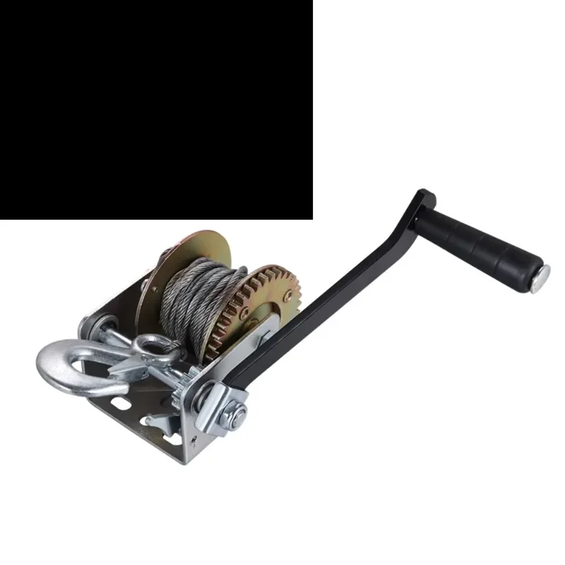 

High Quality Mini Hand Portable One-Way Hand Winch 800lb Hand Winch with Wire Rope and Colored Galvanized Gear